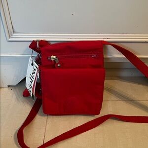 Kipling Red Compact Crossbody with Monkey Keychain